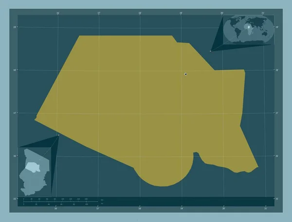 Borkou Región Chad Forma Color Sólido Mapas Ubicación Auxiliares Esquina —  Fotos de Stock