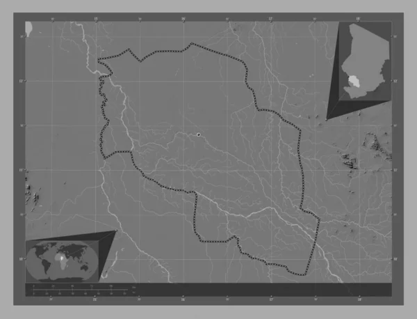 Chari Baguirmi Région Tchad Carte Altitude Bilevel Avec Lacs Rivières — Photo