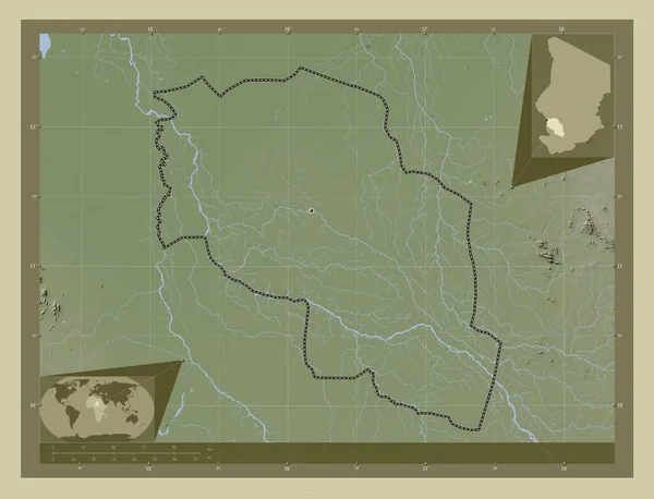 Chari Baguirmi Region Chad Elevation Map Colored Wiki Style Lakes — Stock Photo, Image