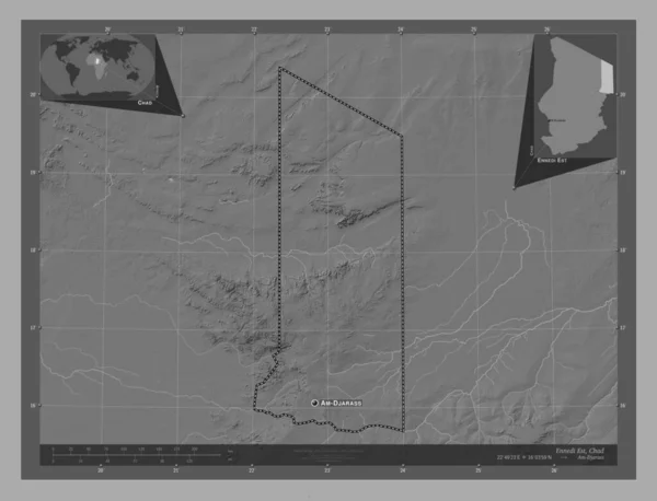 Ennedi Est Région Tchad Carte Altitude Bilevel Avec Lacs Rivières — Photo