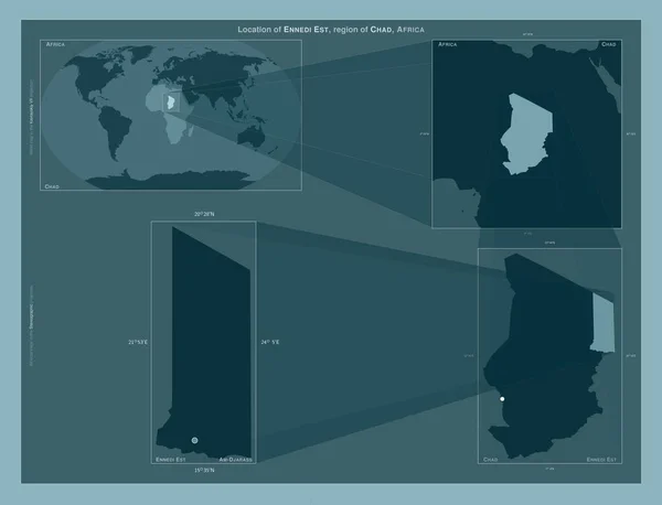 Ennedi Est Oblast Čadu Diagram Znázorňující Umístění Oblasti Větších Mapách — Stock fotografie