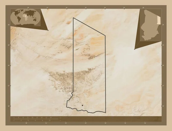 Ennedi Est Region Tschad Satellitenkarte Mit Niedriger Auflösung Standorte Der — Stockfoto