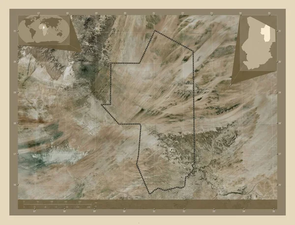 Ennedi Ouest Regionen Tchad Högupplöst Satellitkarta Platser För Större Städer — Stockfoto