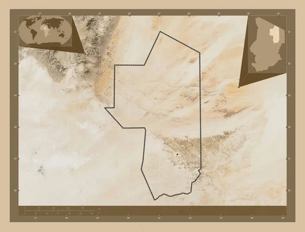 Еннеді Уест Район Чаду Супутникова Карта Низькою Роздільною Здатністю Розташування — стокове фото