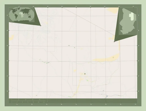 Ennedi Ouest Regione Del Ciad Mappa Stradale Aperta Località Delle — Foto Stock