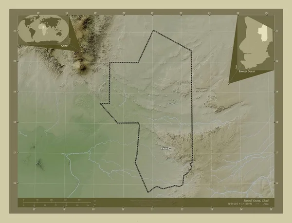 Ennedi Ouest Région Tchad Carte Altitude Colorée Dans Style Wiki — Photo