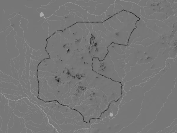 Guera Region Chad Bilevel Elevation Map Lakes Rivers — Stock Photo, Image