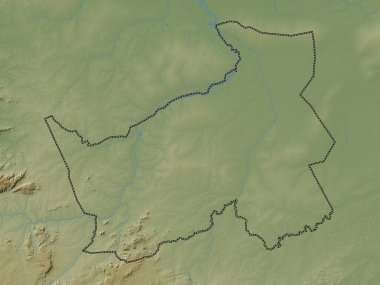 Logone Oriental, Çad bölgesi. Gölleri ve nehirleri olan renkli yükseklik haritası