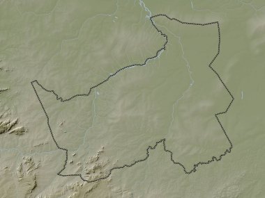 Logone Oriental, Çad bölgesi. Yükseklik haritası göller ve nehirlerle wiki stilinde renklendirilmiştir