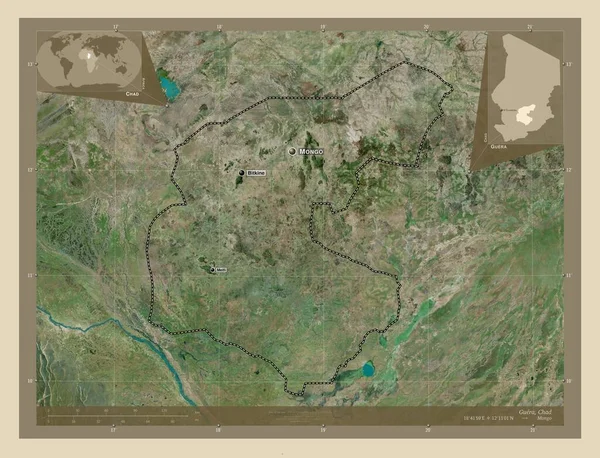Guera Regio Van Tsjaad Satellietkaart Met Hoge Resolutie Locaties Namen — Stockfoto
