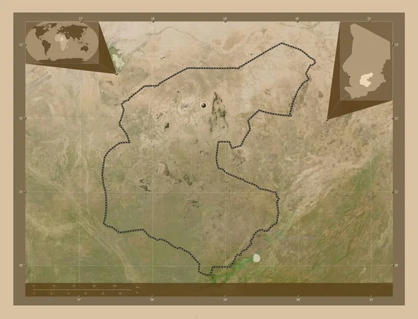Γκουέρα Περιοχή Τσαντ Δορυφορικός Χάρτης Χαμηλής Ανάλυσης Γωνιακοί Χάρτες Βοηθητικής — Φωτογραφία Αρχείου