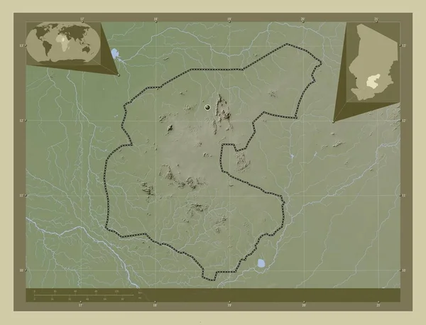Guera Region Tschad Höhenkarte Wiki Stil Mit Seen Und Flüssen — Stockfoto