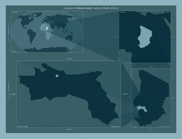 Hadjer Lamis Región Chad Diagrama Que Muestra Ubicación Región Mapas — Foto de Stock