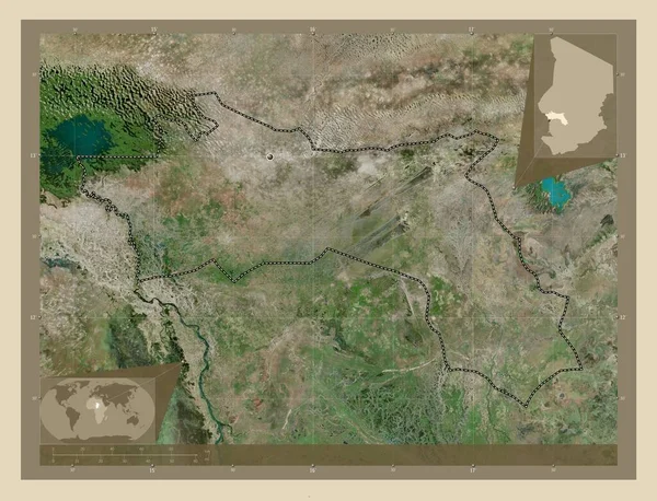 Hadjer Lamis Περιφέρεια Τσαντ Υψηλής Ανάλυσης Δορυφορικός Χάρτης Γωνιακοί Χάρτες — Φωτογραφία Αρχείου