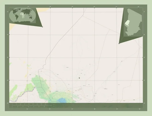 Kanem Regionen Tchad Öppna Gatukartan Platser För Större Städer Regionen — Stockfoto