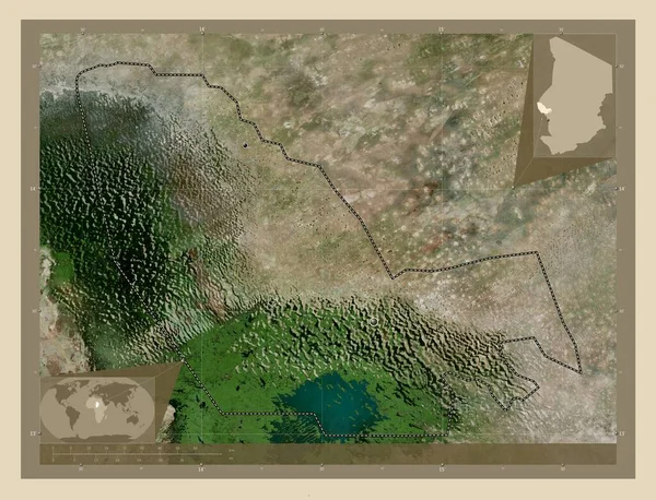 Lac Region Chad High Resolution Satellite Map Locations Major Cities — Stock Photo, Image