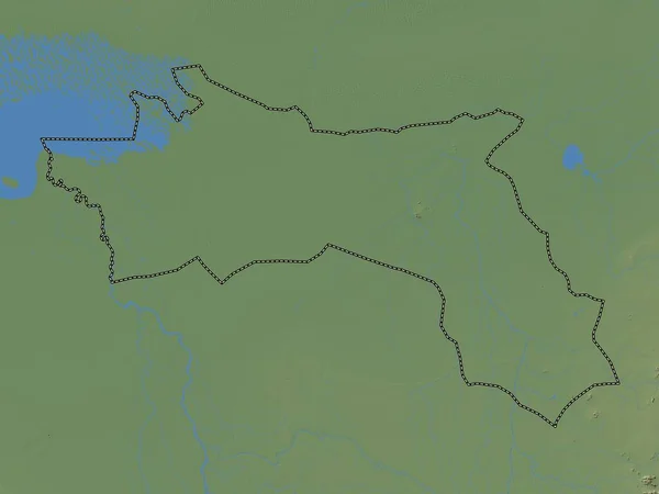 Хаджер Ламис Регион Чада Цветная Карта Высот Озерами Реками — стоковое фото
