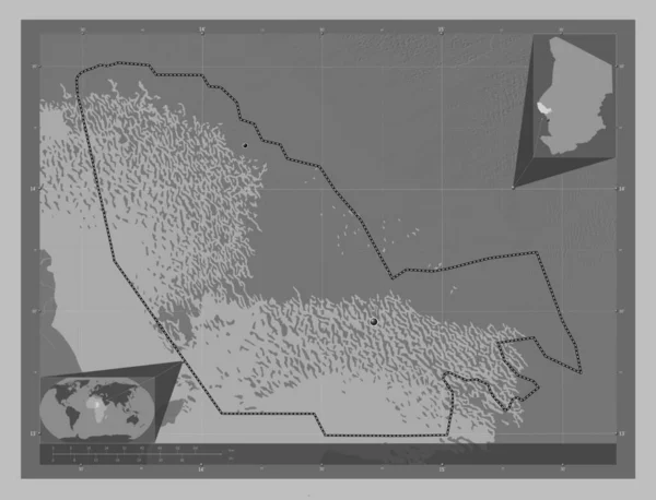 Лак Район Чаду Граймасштабна Мапа Висот Озерами Річками Розташування Великих — стокове фото