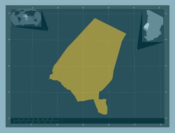 Kanem Región Chad Forma Color Sólido Mapas Ubicación Auxiliares Esquina —  Fotos de Stock