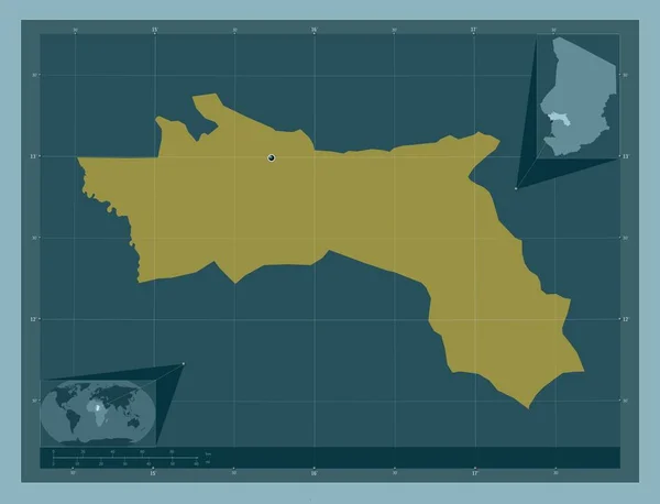 Hadjer Lamis Região Chade Forma Cor Sólida Mapa Localização Auxiliar — Fotografia de Stock