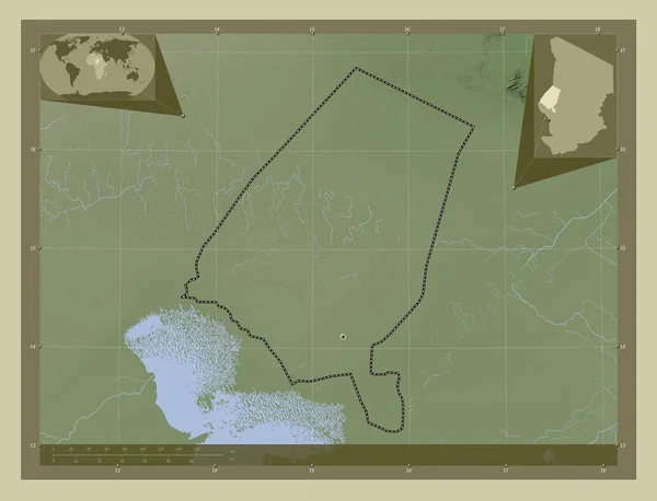 Канем Область Чад Карта Высоты Окрашенная Вики Стиле Озерами Реками — стоковое фото