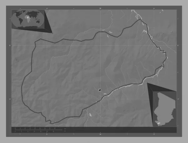 Logone Occidental Region Chad Bilevel Elevation Map Lakes Rivers Corner — Stock Photo, Image