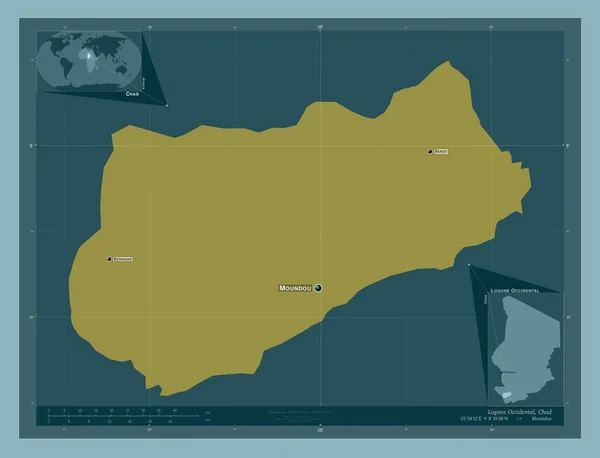 Logone Occidental Çad Bölgesi Katı Renk Şekli Bölgenin Büyük Şehirlerinin — Stok fotoğraf