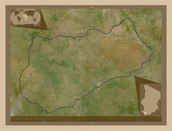 Logone Occidental Region Czadu Niska Rozdzielczość Satelity Lokalizacje Dużych Miast — Zdjęcie stockowe