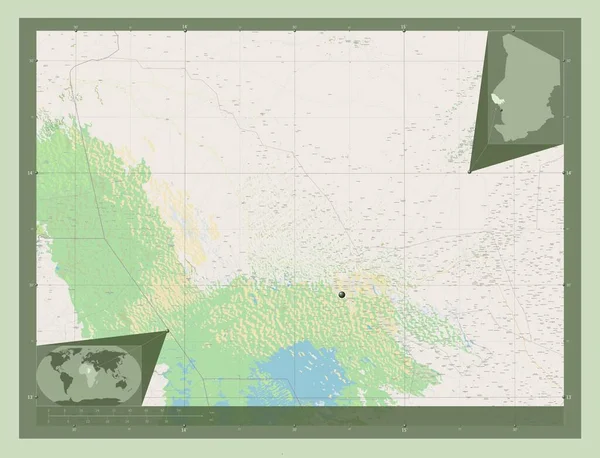 Lac Region Chad Open Street Map Corner Auxiliary Location Maps — Stock Photo, Image