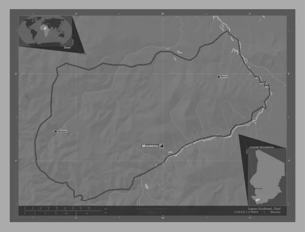 Logone Occidental Περιοχή Τσαντ Bilevel Υψομετρικός Χάρτης Λίμνες Και Ποτάμια — Φωτογραφία Αρχείου