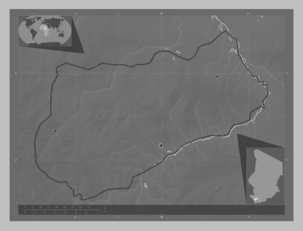 Logone Occidental Região Chade Mapa Elevação Escala Cinza Com Lagos — Fotografia de Stock