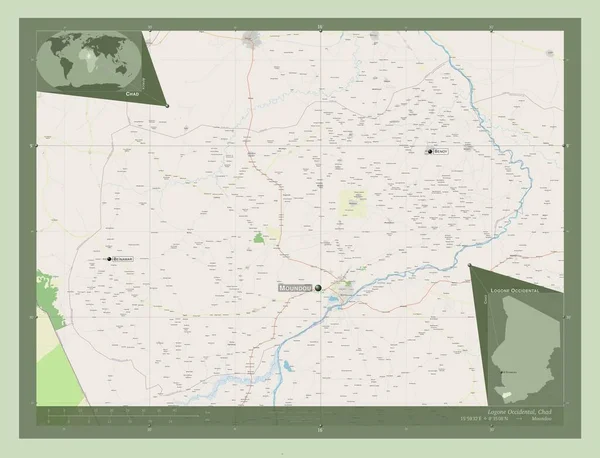 Logone Occidental Region Chad Open Street Map Locations Names Major — Stock Photo, Image