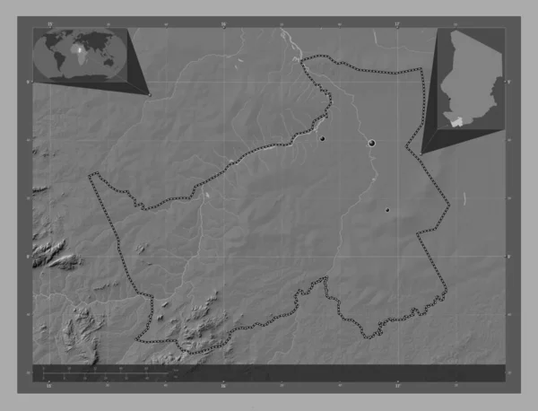 Logone Oriental Csád Régió Kétszintes Domborzati Térkép Tavakkal Folyókkal Régió — Stock Fotó