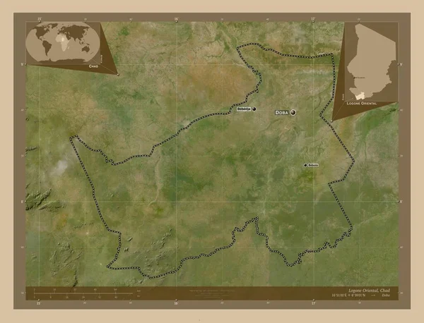 Logone Oriental Región Chad Mapa Satelital Baja Resolución Ubicaciones Nombres —  Fotos de Stock