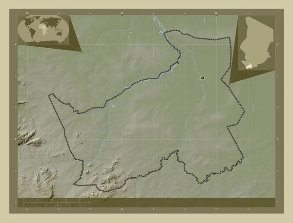 Логон Ориентал Область Чад Карта Высоты Окрашенная Вики Стиле Озерами — стоковое фото