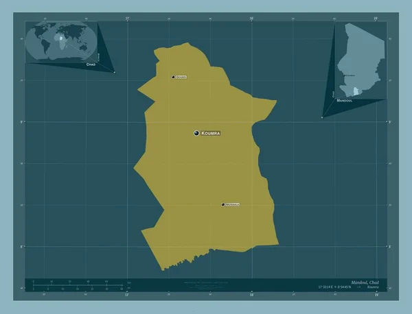 Mandoul Regionen Tchad Fast Färgform Platser Och Namn Större Städer — Stockfoto