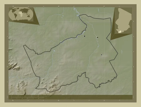 Logone Oriental Oblast Čadu Zdvihová Mapa Zbarvená Stylu Wiki Jezery — Stock fotografie