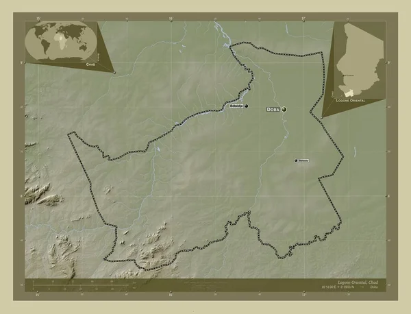 Logone Oriental Chad Висота Карти Забарвлена Вікі Стилі Озерами Річками — стокове фото