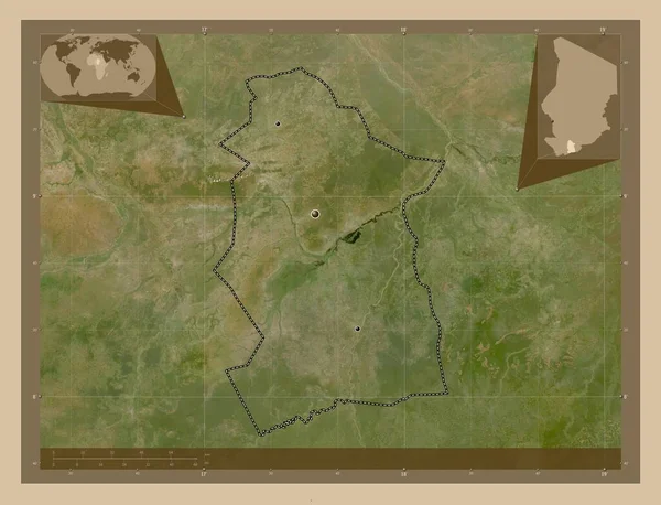 Mandoul Région Tchad Carte Satellite Basse Résolution Emplacements Des Grandes — Photo