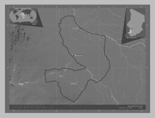 Mayo Kebbi Est Región Chad Mapa Elevación Escala Grises Con —  Fotos de Stock