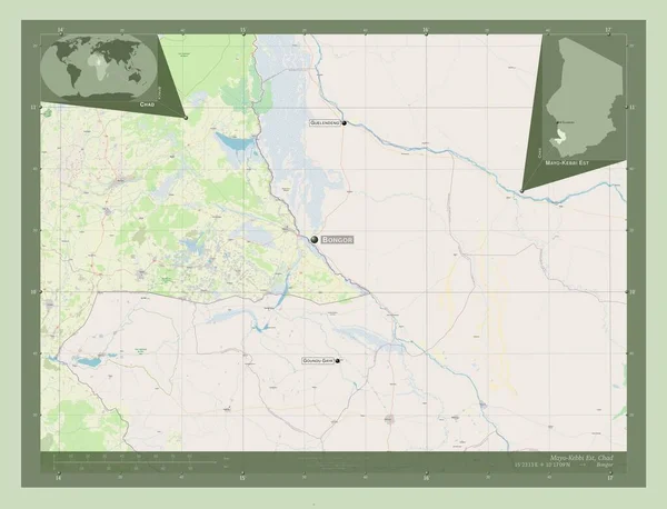 Mayo Kebbi Est Regione Del Ciad Mappa Stradale Aperta Località — Foto Stock