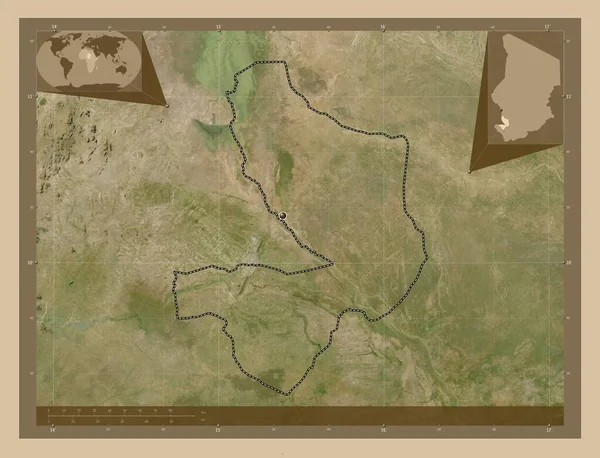 Mayo Kebbi Est Regio Van Tsjaad Lage Resolutie Satellietkaart Hulplocatiekaarten — Stockfoto