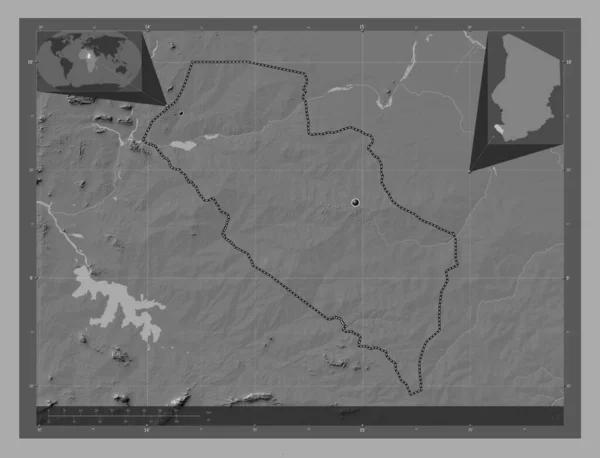 Mayo Kebbi Ouest Region Czadu Dwupoziomowa Mapa Jeziorami Rzekami Lokalizacje — Zdjęcie stockowe