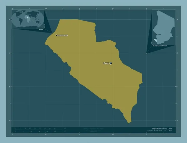 Mayo Kebbi Ouest Regionen Tchad Fast Färgform Platser Och Namn — Stockfoto