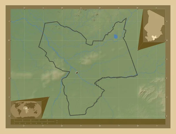 Moyen Chari Région Tchad Carte Altitude Colorée Avec Lacs Rivières — Photo