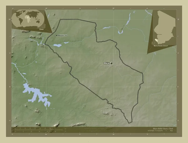 Mayo Kebbi Ouest Región Chad Mapa Elevación Coloreado Estilo Wiki —  Fotos de Stock