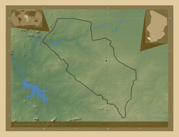 Mayo Kebbi Ouest Περιοχή Τσαντ Χρωματιστός Υψομετρικός Χάρτης Λίμνες Και — Φωτογραφία Αρχείου