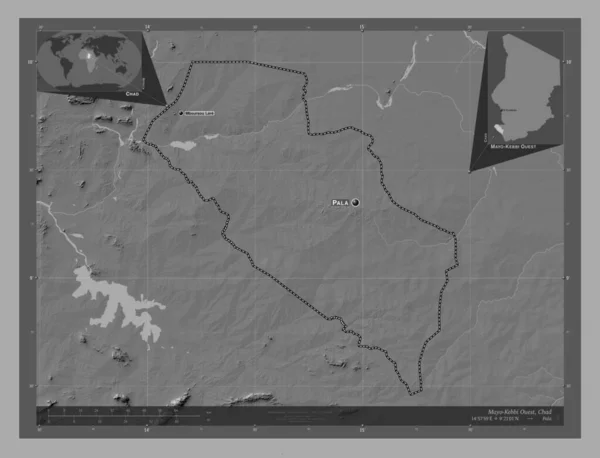 Mayo Kebbi Ouest Oblast Čadu Mapa Nadmořské Výšky Jezery Řekami — Stock fotografie