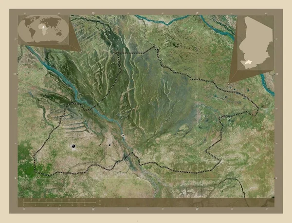 Tandjile Região Chade Mapa Satélite Alta Resolução Locais Das Principais — Fotografia de Stock