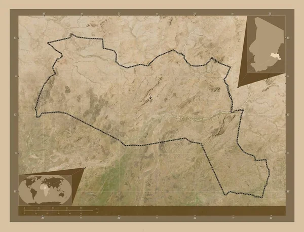 Sila Region Tschad Satellitenkarte Mit Niedriger Auflösung Eck Zusatzstandortkarten — Stockfoto